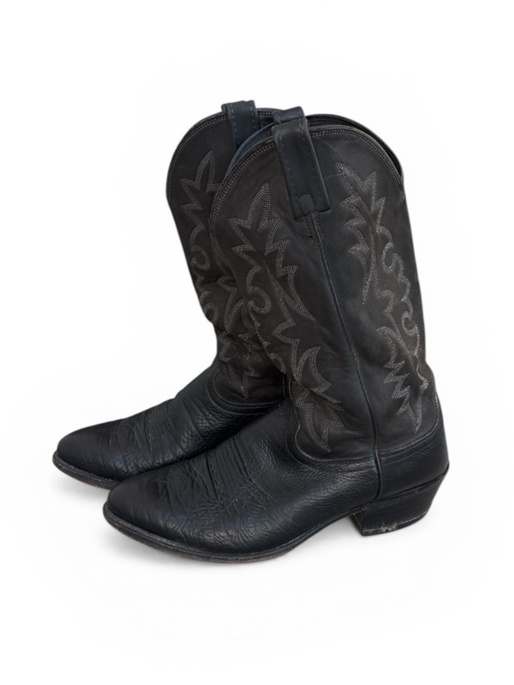 Dan Post Black Leather Western Cowboy Boots Mens 10.5 D Classic Embroidered